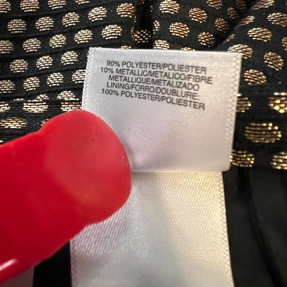 Nine West Skirt A Line Pleaded Black Gold Metallic Lined Dressy Flowey Womens - Picture 9 of 10